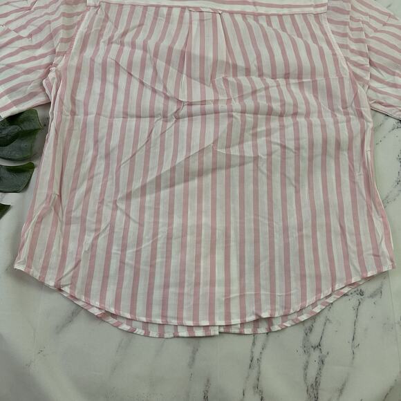 Diversity Womens Vintage 90s Button Up Shirt Size L P Pink White Stripe Boxy Fit - Picture 11 of 11